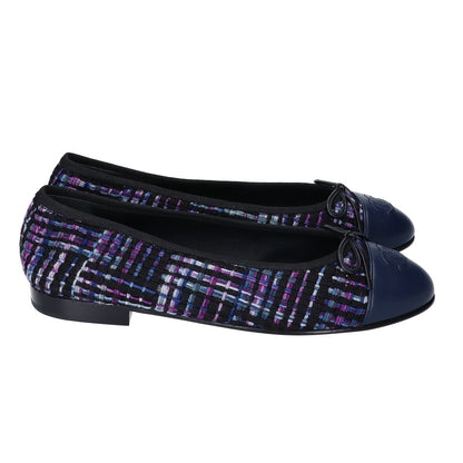 Chanel 23B CC Logo Multicolor Tweed Ballerina Flat Shoes — view 4