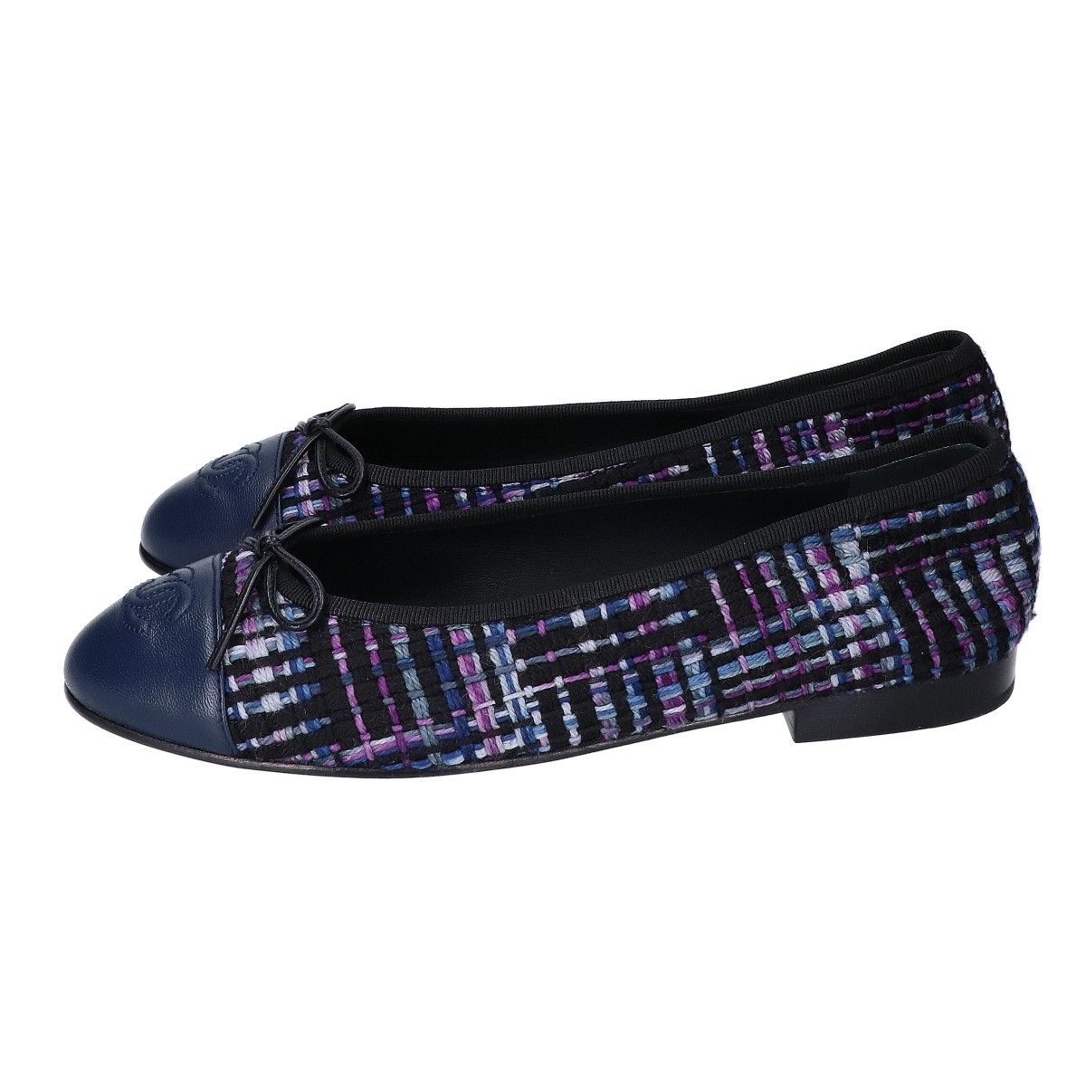 Chanel 23B CC Logo Multicolor Tweed Ballerina Flat Shoes — view 2