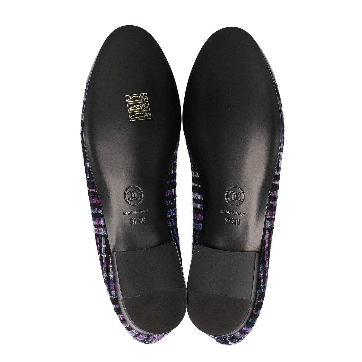 Chanel 23B CC Logo Multicolor Tweed Ballerina Flat Shoes — view 6