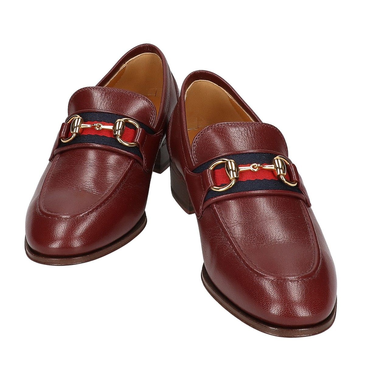 Gucci Web Line Horsebit Leather Loafers