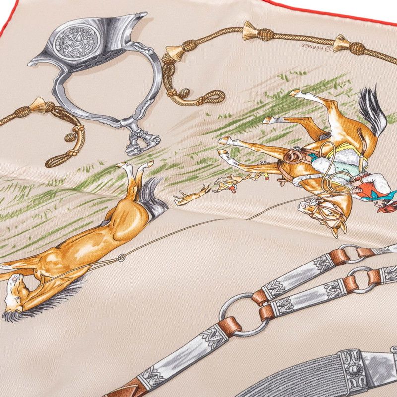 Hermes Carre 70 Pampa Prairie Scarf Gray Multicolor Silk — view 7