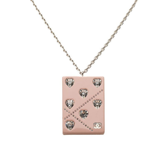 Chanel CC Logo Chain Pendant 04A Stamp Pink Silver Metal Plastic