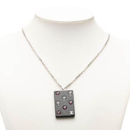 Chanel CC Logo Chain Pendant 04A Stamp Black Silver Metal Plastic — view 6