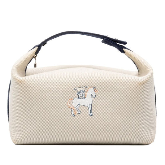 Hermes Bridal Black GM Cabriole Handbag Pouch Ivory Navy Toile