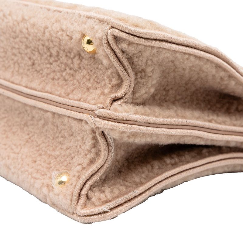 Fendi Peekaboo ISeeU Small Shoulder Bag Beige Pink Shearling — view 7