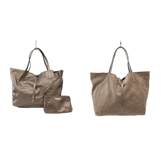 Tiffany & Co Tote Shoulder Bag Reversible Leather Suede Gold Color Beige