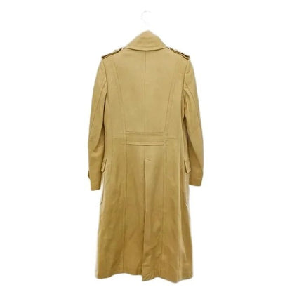 Gucci Vintage Double Button Leather Long Coat Military Beige 38 — view 2