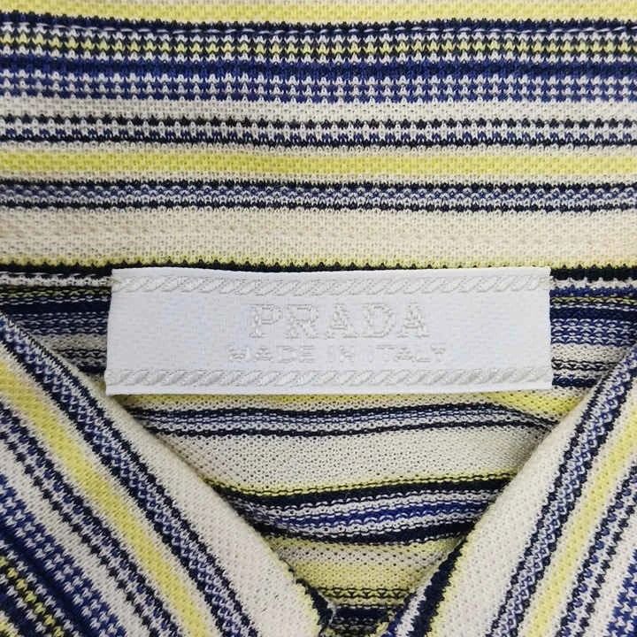 Prada Border Shirt Top Pattern Short Sleeve Open Collar Multicolor L — view 3