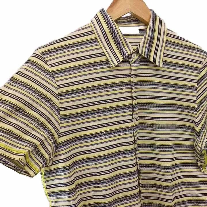 Prada Border Shirt Top Pattern Short Sleeve Open Collar Multicolor L — view 4