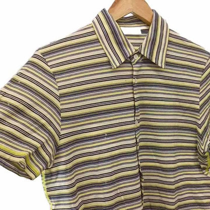 Prada Border Shirt Top Pattern Short Sleeve Open Collar Multicolor L — view 4
