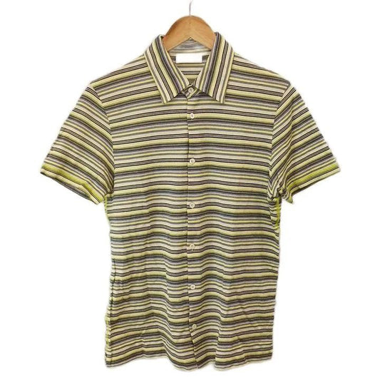 Prada Border Shirt Top Pattern Short Sleeve Open Collar Multicolor L