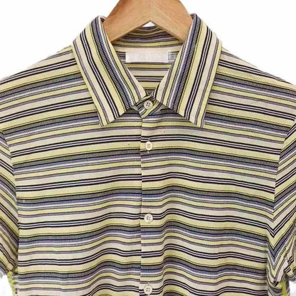 Prada Border Shirt Top Pattern Short Sleeve Open Collar Multicolor L — view 6