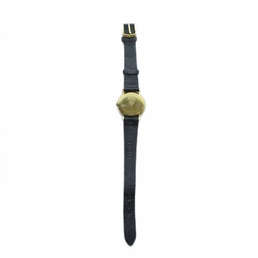 Gucci Watch Quartz Black Dial Roman Round Leather Strap Gold — view 4