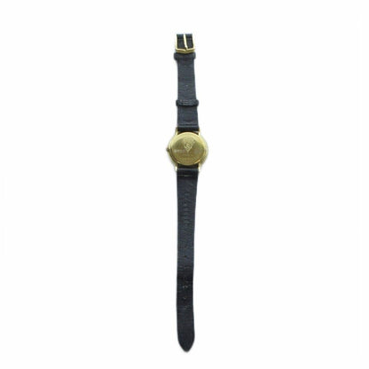 Gucci Watch Quartz Black Dial Roman Round Leather Strap Gold — view 4