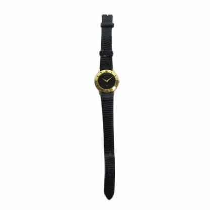 Gucci Watch Quartz Black Dial Roman Round Leather Strap Gold — view 3