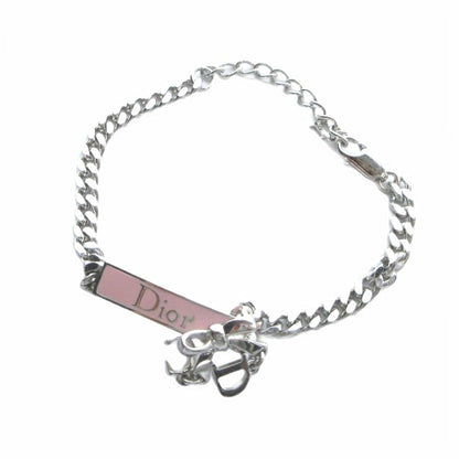 Dior Bracelet Bangle Logo Ribbon Silver