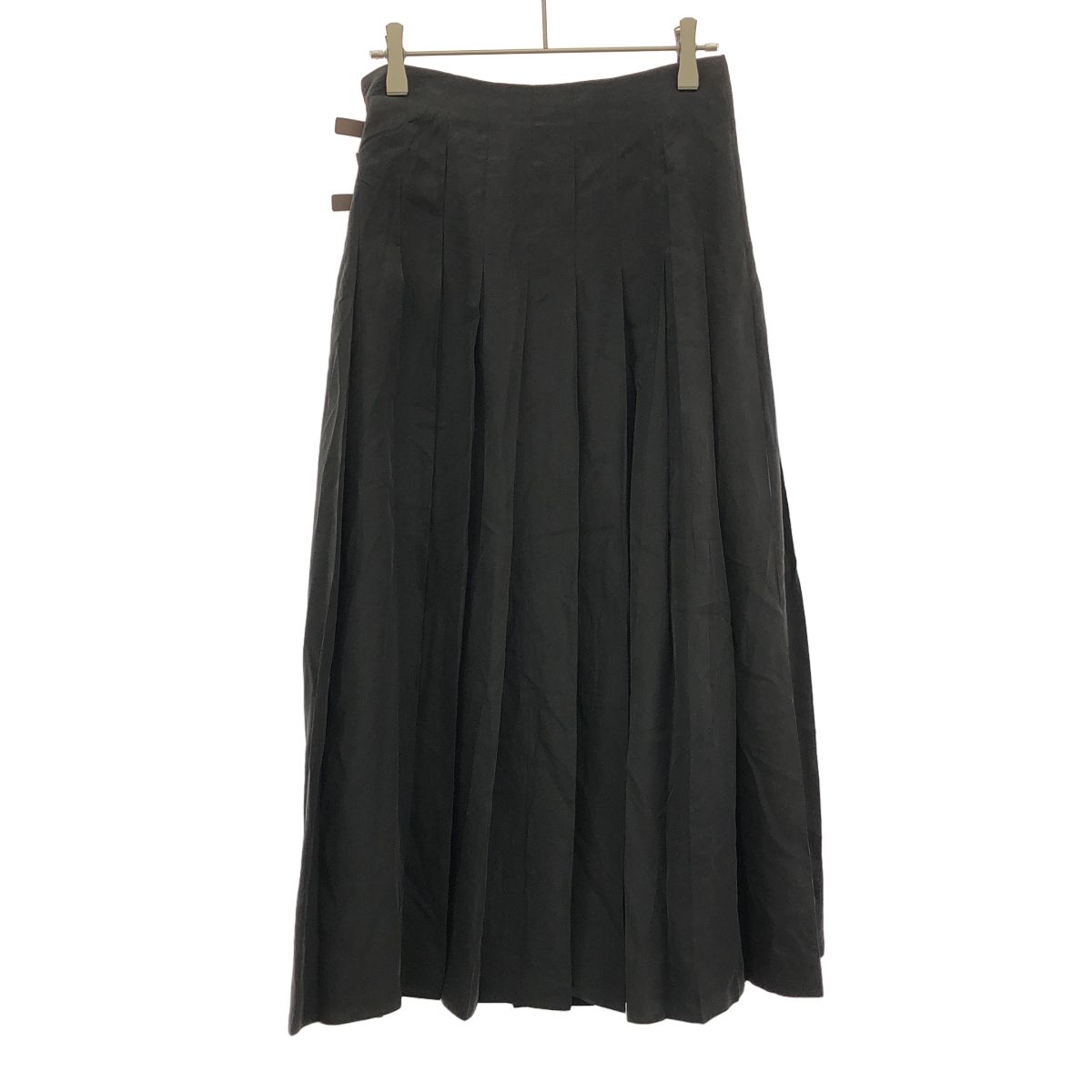 Prada Leather Belted Silk Wrap Skirt Black 36 — view 2