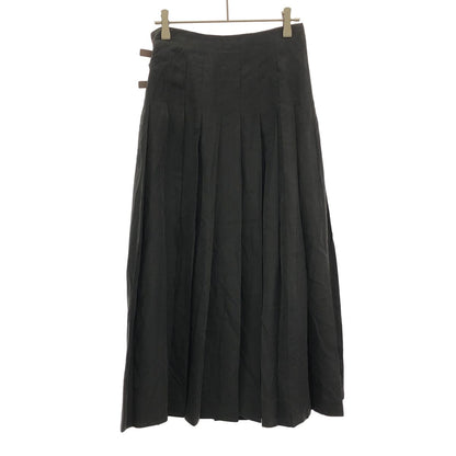 Prada Leather Belted Silk Wrap Skirt Black 36 — view 2