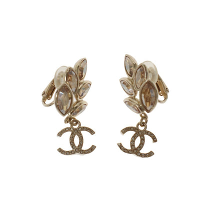 Chanel CC Logo Leaf Earrings Set Gold
