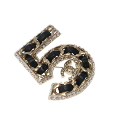 Chanel 23B No 5 Lambskin Stone Brooch Black Gold — view 3
