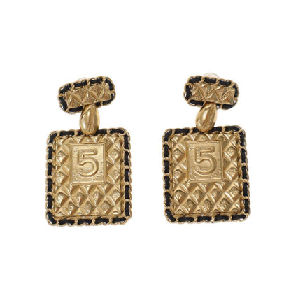 Chanel N5 Quilted Earrings Set Gold
