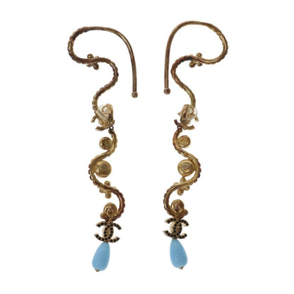 Chanel 23C CC Logo Stone Earrings Set Gold Blue — view 2