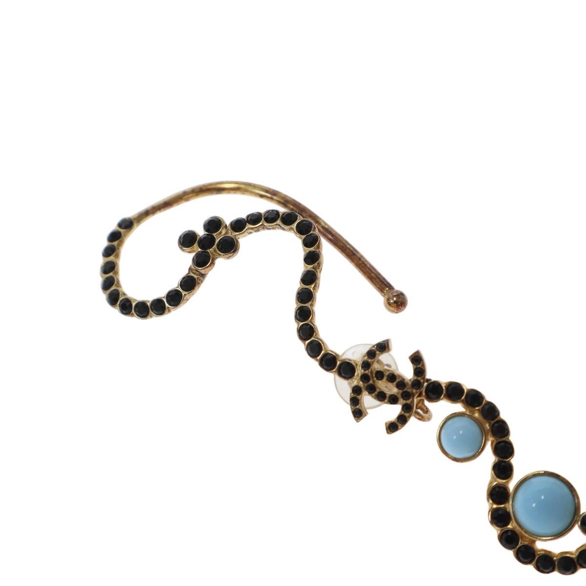 Chanel 23C CC Logo Stone Earrings Set Gold Blue — view 4