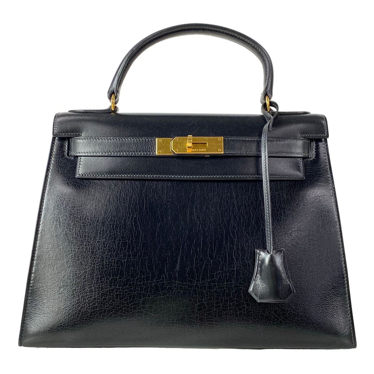 Hermes Handbag Kelly 28 Black Gold