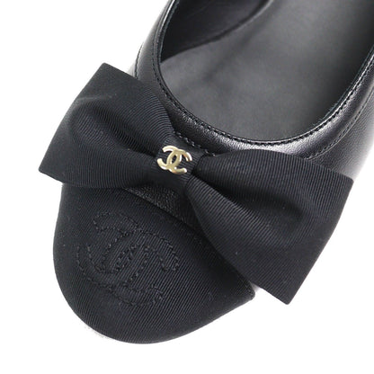 Chanel CC Logo Ribbon Slingback Lambskin Pumps Black Heels — view 8