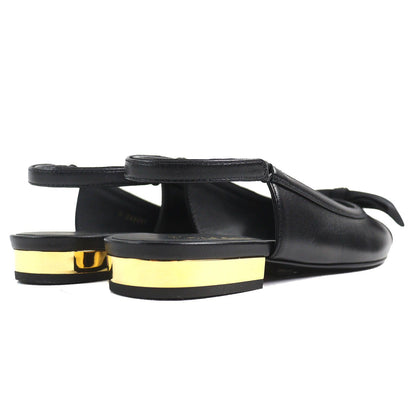 Chanel CC Logo Ribbon Slingback Lambskin Pumps Black Heels — view 6