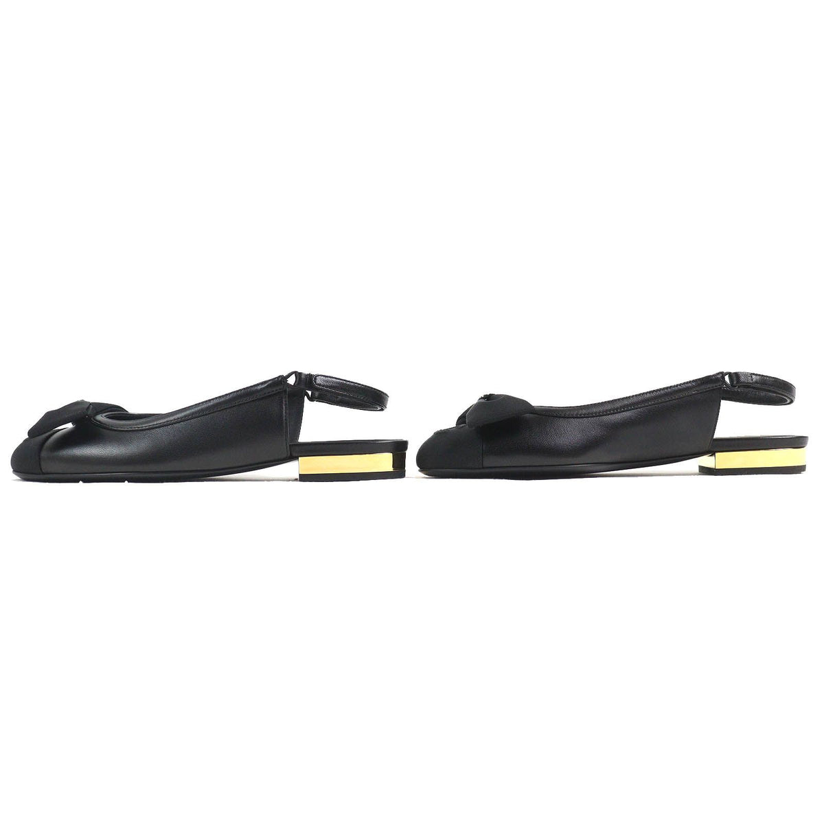 Chanel CC Logo Ribbon Slingback Lambskin Pumps Black Heels — view 3