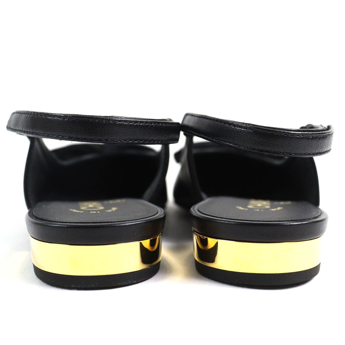 Chanel CC Logo Ribbon Slingback Lambskin Pumps Black Heels — view 5