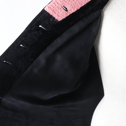 Chanel 22B Silk Blend Coco Buttons Tweed Switch Coat Black Pink French 38 — view 5