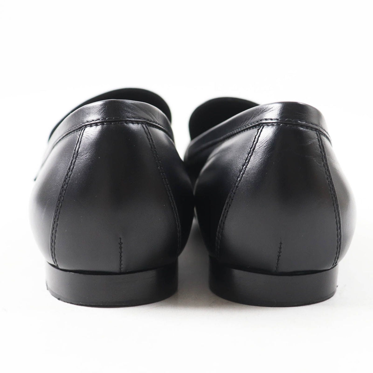 Louis Vuitton LV Logo Square Toe Leather Loafers Black Gold — view 2