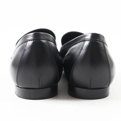 Louis Vuitton LV Logo Square Toe Leather Loafers Black Gold — view 2