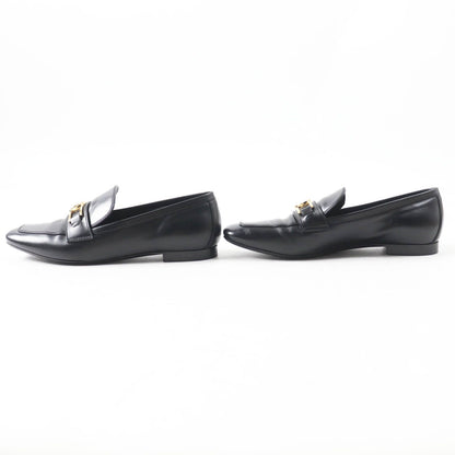 Louis Vuitton LV Logo Square Toe Leather Loafers Black Gold — view 3
