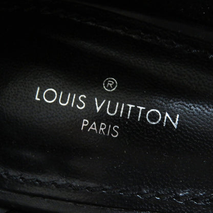 Louis Vuitton LV Logo Square Toe Leather Loafers Black Gold — view 7