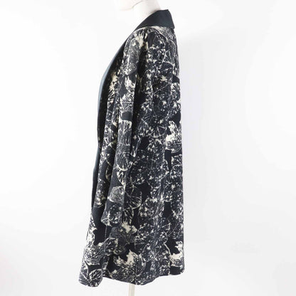 Chanel Part Lining Silk 100% Coco Buttons All Over Print Shawl Collar Coat — view 3