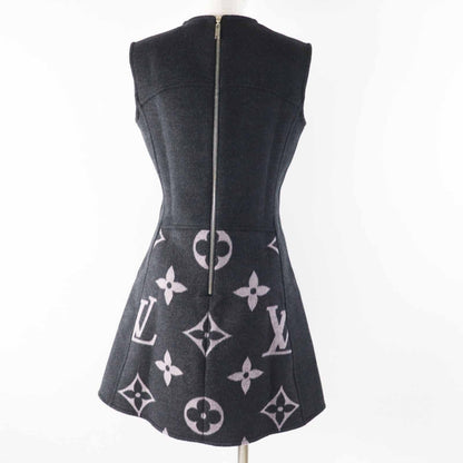 Louis Vuitton Monogram Sleeveless A-Line Dress Dark Gray Light Pink 36 — view 4