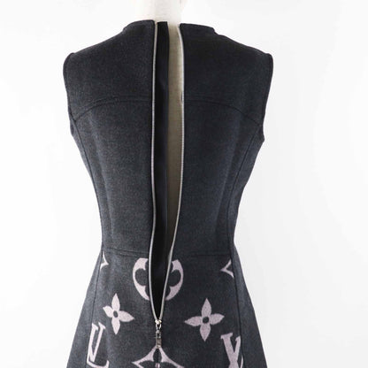 Louis Vuitton Monogram Sleeveless A-Line Dress Dark Gray Light Pink 36 — view 5