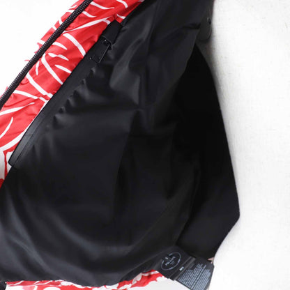 Prada Floral Pattern Triangle Logo Hooded Down Jacket Red White — view 5