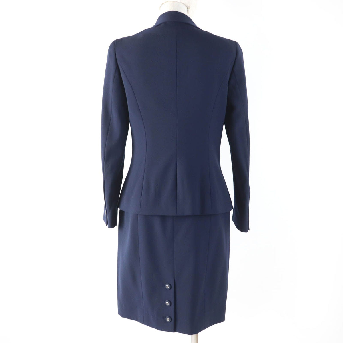 Chanel Vintage 96P CC Logo Button Jacket Skirt Set Navy 38 — view 3