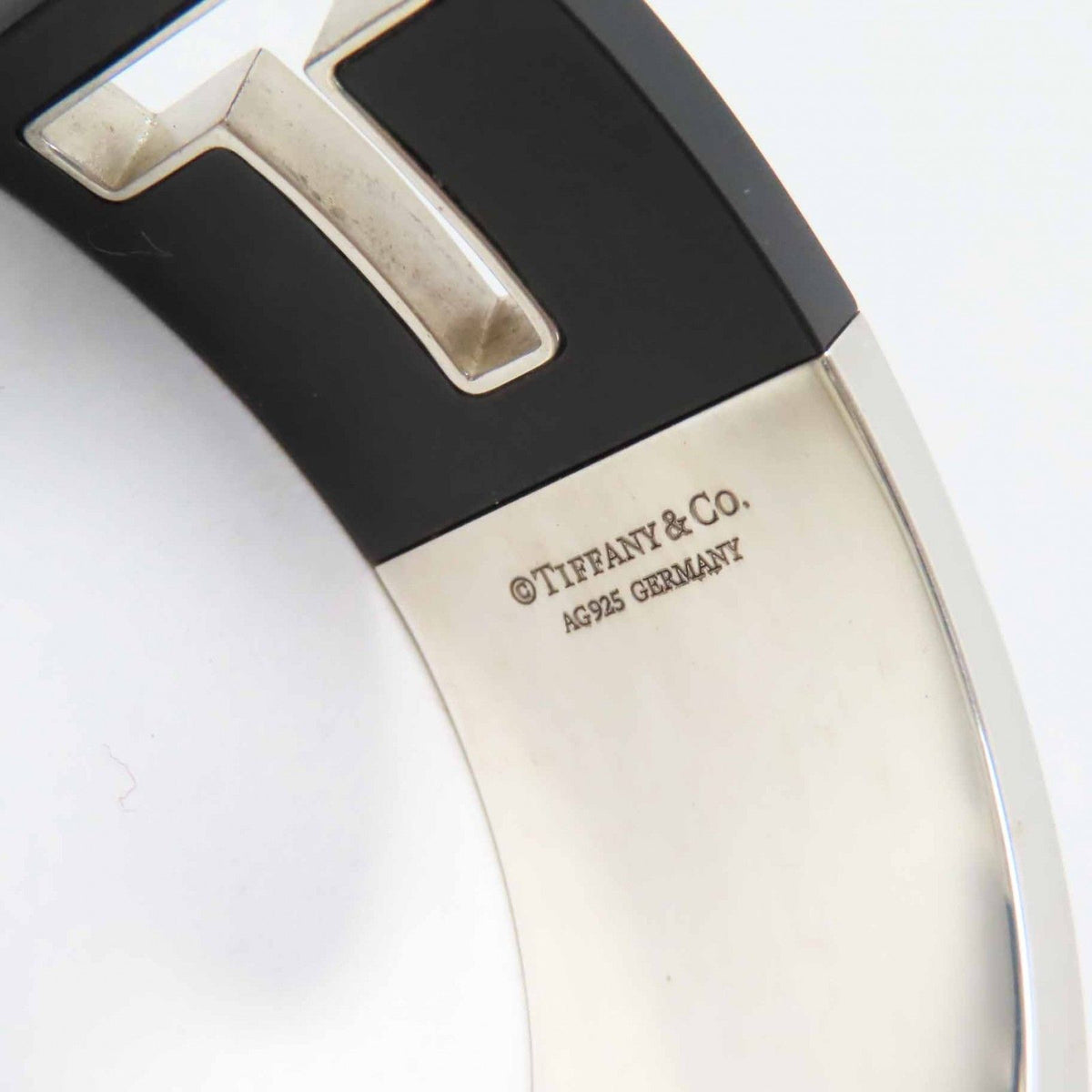 Tiffany & Co T-cut Out Bangle Bracelet 925 Sterling Silver Black — view 7