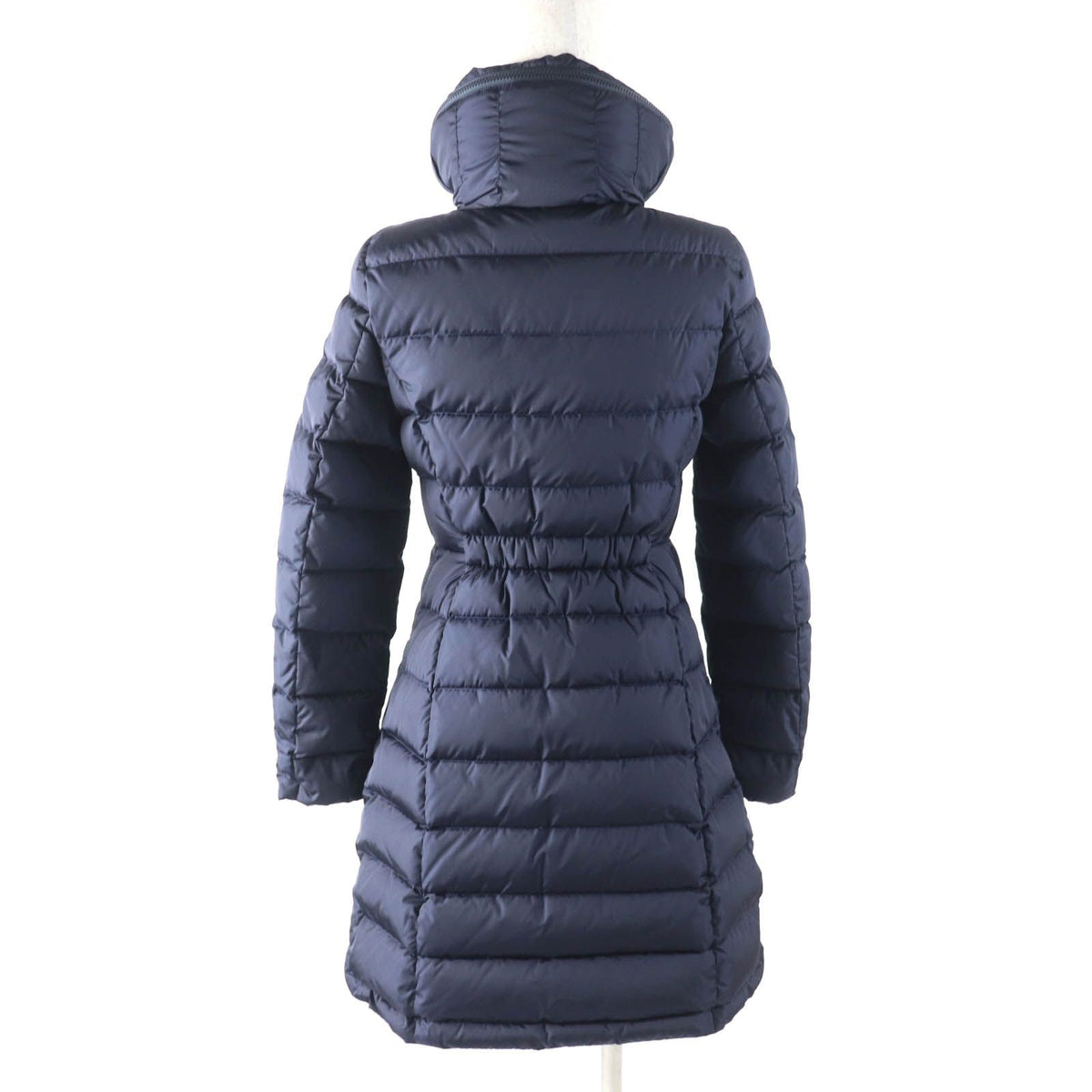 Moncler Flammette Hood Logo Patch Zip UP Down Coat Navy 00 — view 3