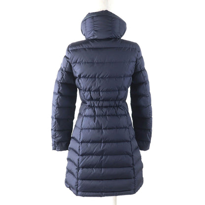 Moncler Flammette Hood Logo Patch Zip UP Down Coat Navy 00 — view 3