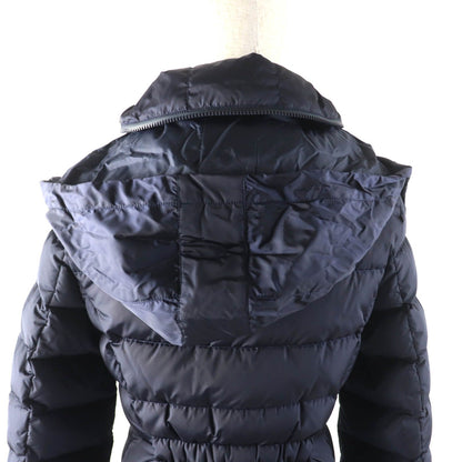 Moncler Flammette Hood Logo Patch Zip UP Down Coat Navy 00 — view 5