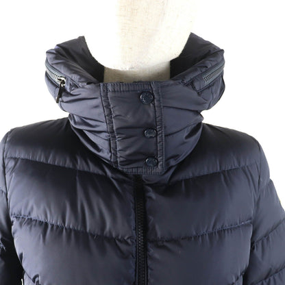 Moncler Flammette Hood Logo Patch Zip UP Down Coat Navy 00 — view 4