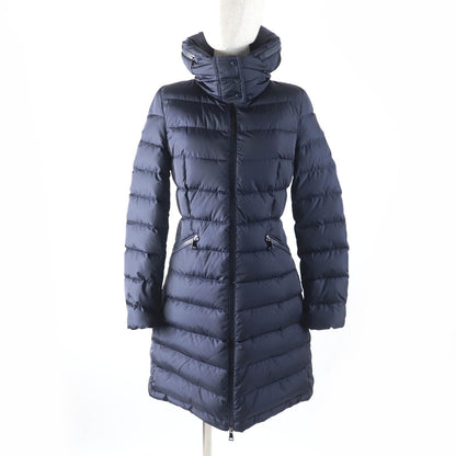 Moncler Flammette Hood Logo Patch Zip UP Down Coat Navy 00