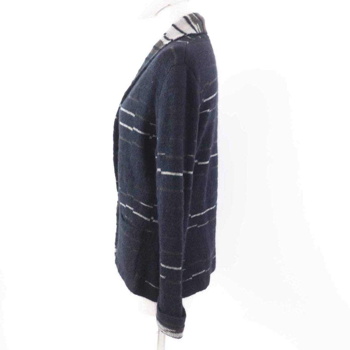 Chanel 09A Wool Mohair CC Logo Buttoned Knit Cardigan Dark Navy 42 — view 3