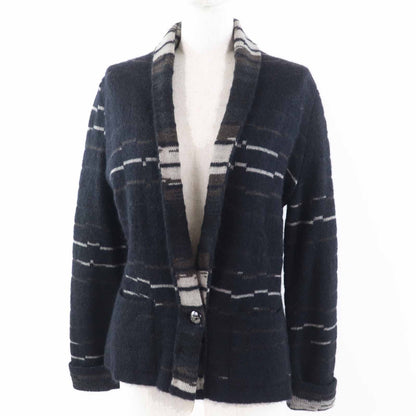 Chanel 09A Wool Mohair CC Logo Buttoned Knit Cardigan Dark Navy 42